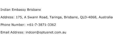 Indian Embassy Brisbane Address Contact Number