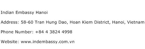 Indian Embassy Hanoi Address Contact Number