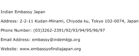 Indian Embassy Japan Address Contact Number
