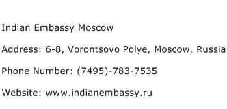 Indian Embassy Moscow Address Contact Number