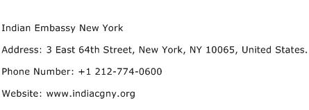 Indian Embassy New York Address Contact Number