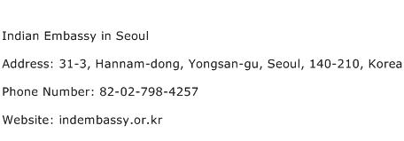 Indian Embassy in Seoul Address Contact Number