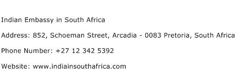Indian Embassy in South Africa Address Contact Number
