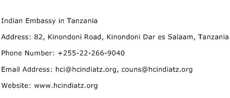 Indian Embassy in Tanzania Address Contact Number