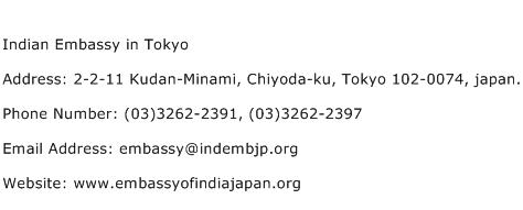 Indian Embassy in Tokyo Address Contact Number