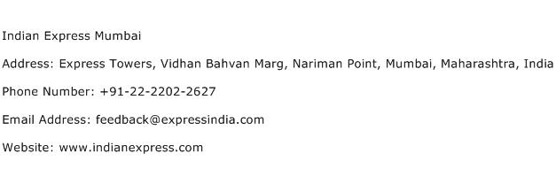 Indian Express Mumbai Address Contact Number