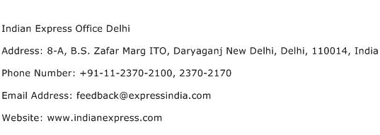 Indian Express Office Delhi Address Contact Number