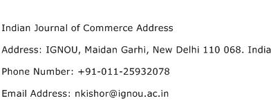 Indian Journal of Commerce Address Address Contact Number