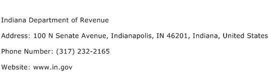 Indiana Department of Revenue Address Contact Number