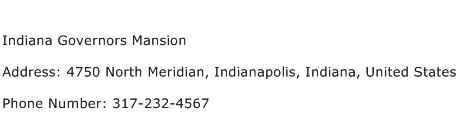 Indiana Governors Mansion Address Contact Number