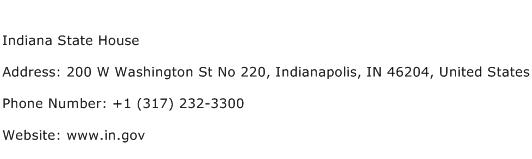Indiana State House Address, Contact Number of Indiana State House