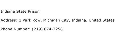 Indiana State Prison Address Contact Number