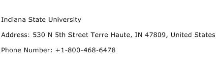 Indiana State University Address Contact Number