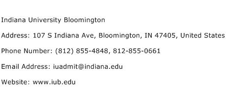 Indiana University Bloomington Address Contact Number