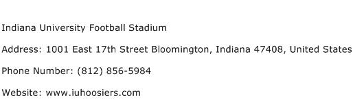 Indiana University Football Stadium Address Contact Number