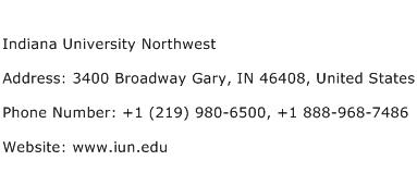 Indiana University Northwest Address Contact Number