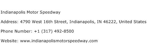 Indianapolis Motor Speedway Address Contact Number
