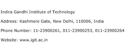 Indira Gandhi Institute of Technology Address Contact Number