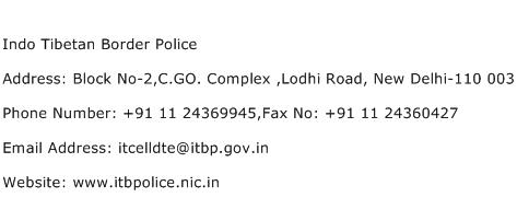 Indo Tibetan Border Police Address Contact Number