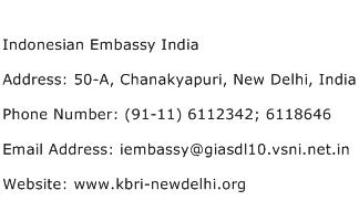 Indonesian Embassy India Address Contact Number