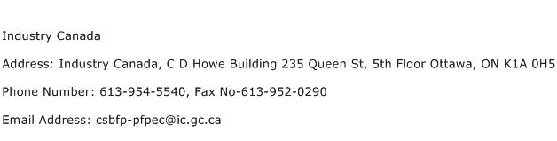 Industry Canada Address Contact Number