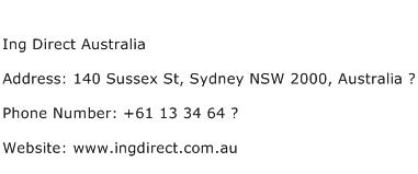 Ing Direct Australia Address Contact Number