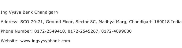 Ing Vysya Bank Chandigarh Address Contact Number