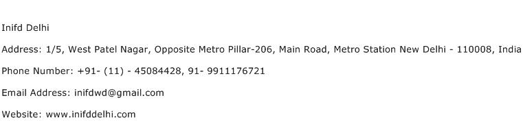 Inifd Delhi Address Contact Number