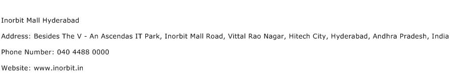 Inorbit Mall Hyderabad Address Contact Number