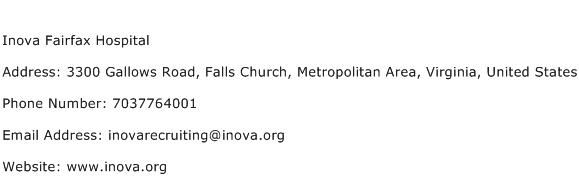 Inova Fairfax Hospital Address Contact Number