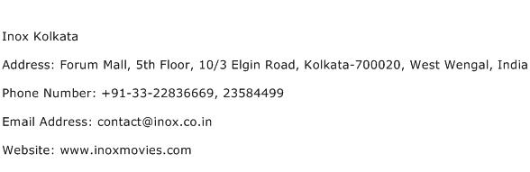 Inox Kolkata Address Contact Number