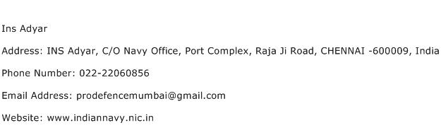 Ins Adyar Address Contact Number