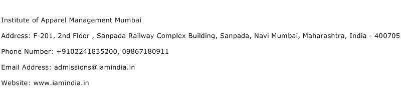 Institute of Apparel Management Mumbai Address Contact Number