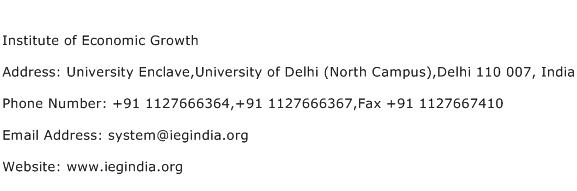 Institute of Economic Growth Address Contact Number