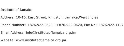 Institute of Jamaica Address Contact Number