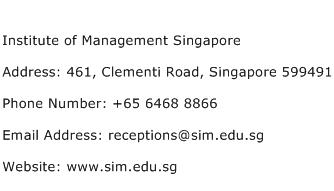 Institute of Management Singapore Address Contact Number