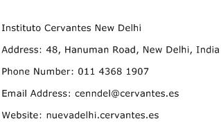 Instituto Cervantes New Delhi Address Contact Number