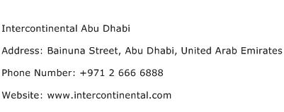 Intercontinental Abu Dhabi Address Contact Number