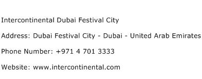 Intercontinental Dubai Festival City Address Contact Number