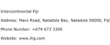 Intercontinental Fiji Address Contact Number