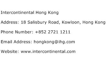 Intercontinental Hong Kong Address Contact Number