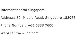 Intercontinental Singapore Address Contact Number