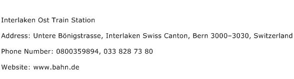 Interlaken Ost Train Station Address Contact Number