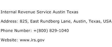 Internal Revenue Service Austin Texas Address Contact Number