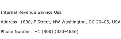Internal Revenue Service Usa Address Contact Number
