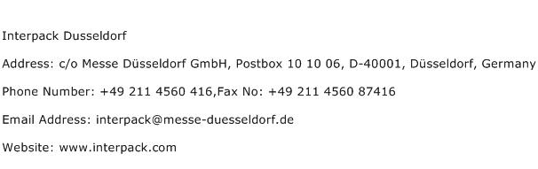 Interpack Dusseldorf Address Contact Number