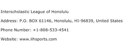 Interscholastic League of Honolulu Address Contact Number