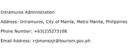 Intramuros Administration Address Contact Number