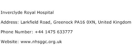 Inverclyde Royal Hospital Address Contact Number