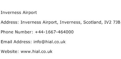 Inverness Airport Address Contact Number